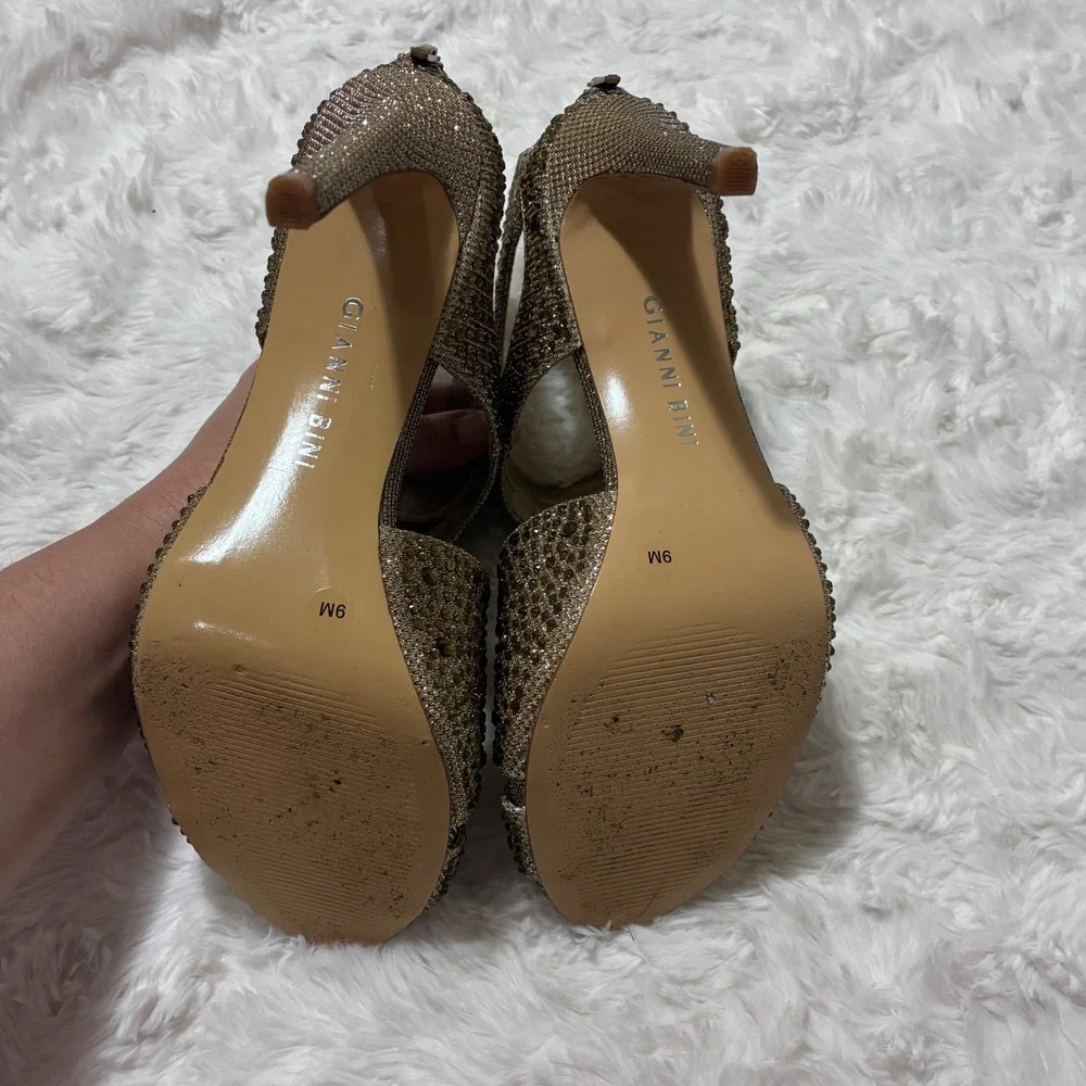 Gianni Bini Topaz Rhinestone Cage Dress Sandals Heels 9M